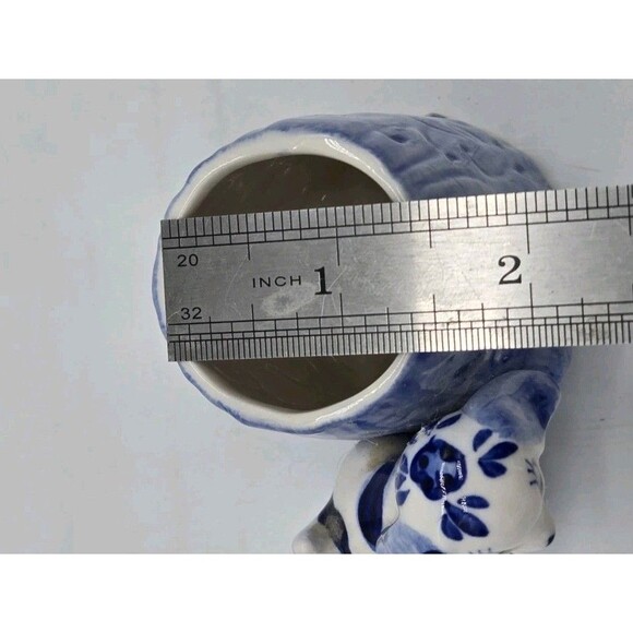 Vintage Delft Blue White Porcelain Puppy Dog Figure Toothpick Holder Handpainted - Picture 8 of 8